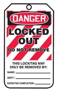DANGER LOCKED OUT DO NOT REMOVE 5/PK - Locked Out Tags